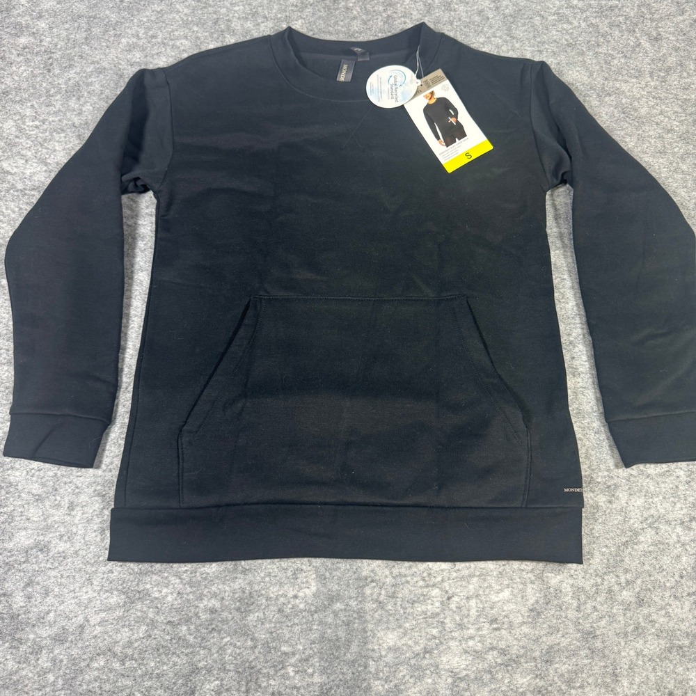 Mondetta Everyday Soft Crew Neck Sweatshirt Black Kangaroo Pocket Small NEW